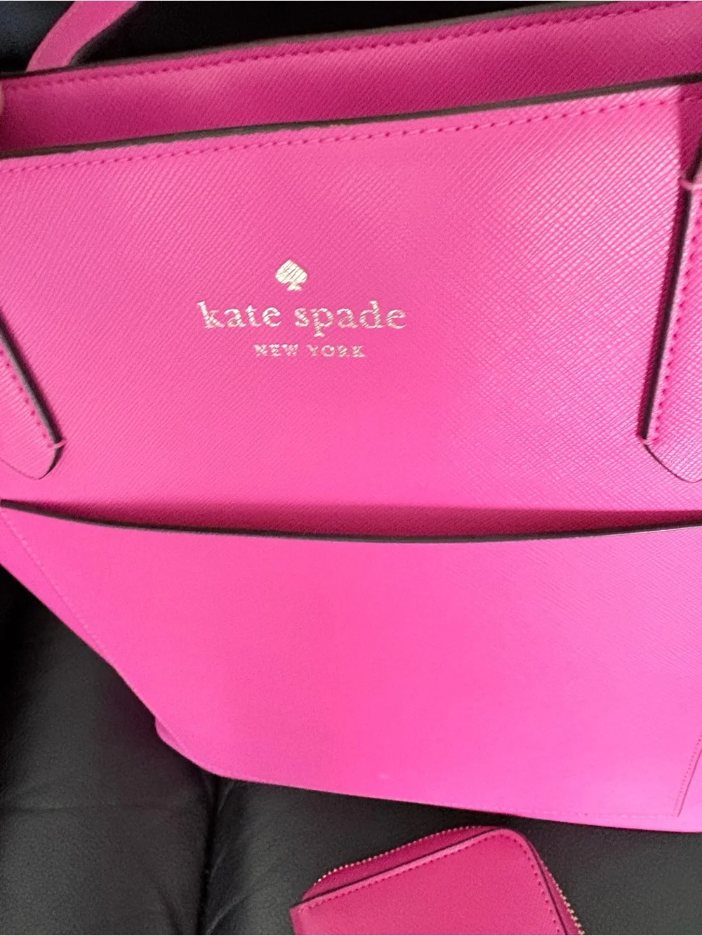 kate spade Hot Pink Leather Tote with Matching Zip Wallet
